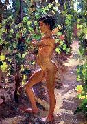 Carleton E.Watkins Study for Boys picking grapes at Capri oil